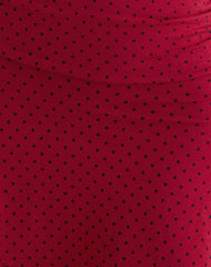 Luscian Plunge Mini Dress in Red with Black Micro Polka Print