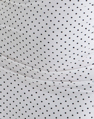 Luscian Plunge Mini Dress in White with Micro Polka Black