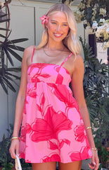 Lotus Love Affair Pink Floral Mini Dress
