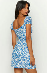 Love & Lust Blue Floral Mini Dress