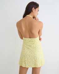 Marty Mini Dress in Drape Sequin Lace Lime