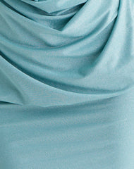 Matana Cowl Neck Mini Dress in Shimmer Lurex Light Blue