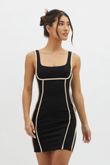 Sunny Coast Piping Trim Mini Dress Black