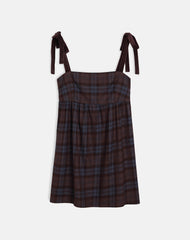 Mikayla Mini Dress in Burgundy and Blue Check