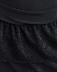Mishal Long Sleeve Plunge Mini Dress in Lace Black