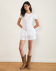 Movan Dropped Waist Mini Dress in White