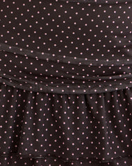 Mowgli Cap Sleeve Mini Dress in Brown with Micro Polka Pink Print