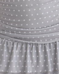 Mowgli Cap Sleeve Mini Dress in Grey with Micro White Polka