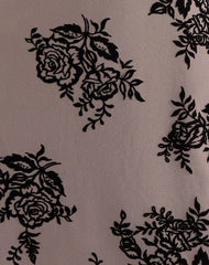 Musetti Mini Dress in Taupe Grey with Bold Floral Flock