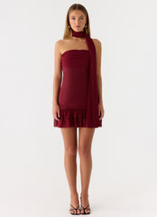 Manon Scarf Mini Dress - Deep Red