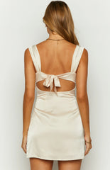 Mya Cream Satin Mini Dress