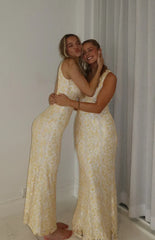 Farida Yellow Lace Maxi Dress