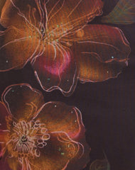 Nori Midi Dress in Brown with Orange Vibrant Lotus Print