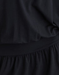 Osiri Batwing Plunge Mini Dress in Jersey Black