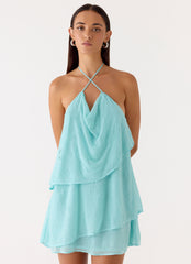On The Go Beaded Mini Dress - Turquoise