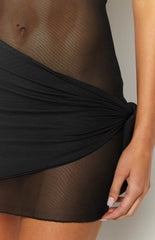 Out Loud Black Mesh Strapless Mini Dress