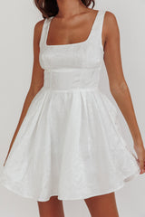 Belle Enchante Jacquard Mini Dress White