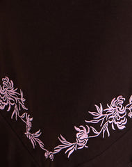 Quelin Midi Dress in Chocolate Brown with Rose Embroidery