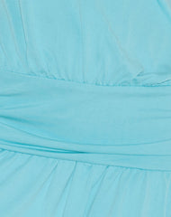 Ramira Drop Waist Mini Dress in Cupro Aqua