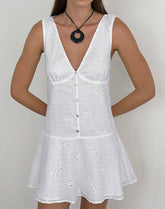 Raspati Mini Dress in Broderie White