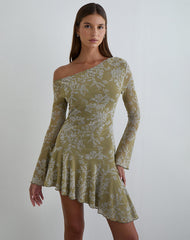 Ruhato Mini Dress in Moss Petal Olive