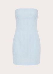 Reinna Cotton Strapless Mini Dress - Baby Blue Stripe
