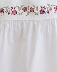 Sanaly Mini Dress in Poplin White with Cherry Blossom Embroidery
