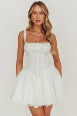 Jennie Corset Flared Mini Dress Off White