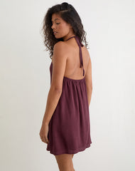 Sonnet Mini Dress in Crinkle Plum
