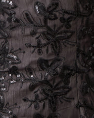 Soren Mini Dress in Floral Chiffon Sequin Black