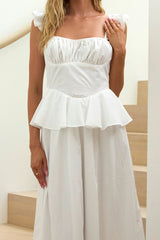 Provence Bloom Peplum Maxi Dress Off White
