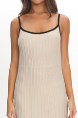 Interstellar Contrast Knit Maxi Dress Oat