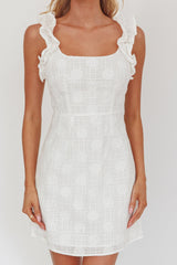 Annie Ruffle Shoulder Strap Mini Dress White