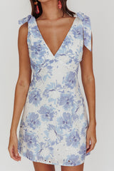 Mykonos Morning Shoulder Mini Dress Blue