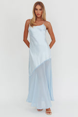 Gilded Dream Chiffon Hem Maxi Dress Baby Blue