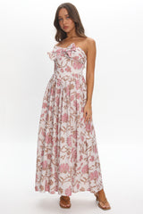 Summer Field Bow Bust Maxi Dress Floral Beige