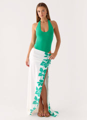 Sarinda Maxi Dress - Green White Tropic Floral Print
