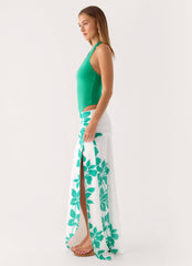 Sarinda Maxi Dress - Green White Tropic Floral Print