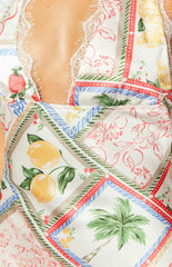 Scarlett White Satin Roma Print Mini Dress