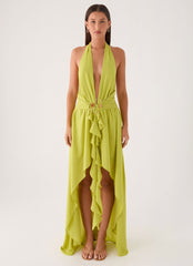 Sinead Halter Maxi Dress - Lime