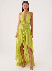 Sinead Halter Maxi Dress - Lime