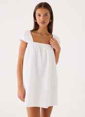 Sugar Blush Cotton Mini Dress - White