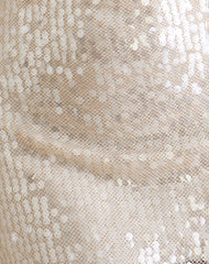 Tasarna Cowl Neck Mini Dress in Sequin Crochet Cream