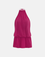 Veloria Halterneck Mini Dress in Dark Rose