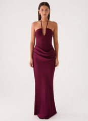 Verner Halter Maxi Dress - Plum