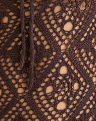 Yasiya Midi Dress in Open Crochet Knit Dark Chocolate