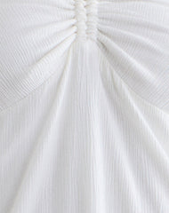 Yvelise Mini Dress in Crinkle Off White with Beads