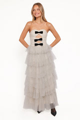 Kelari Strapless Midi Dress - Cream Polka Dot