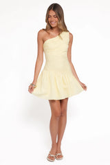 Elaria Off Shoulder Mini Dress - Butter Yellow