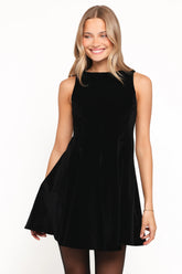 Pearla Mini Dress - Black Velvet